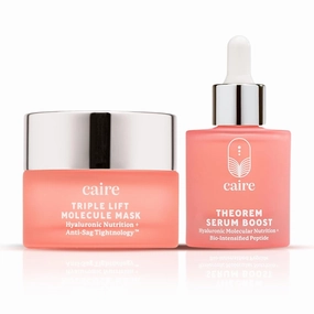 Caire ‘Own Your Age’ Anti-Aging Hyaluronic Acid Serum & Face Lift Mask Bundle | Wrinkle Fighting, Skin Lifting for Face, Neck, Eyes & Chest | 30ml   40ml