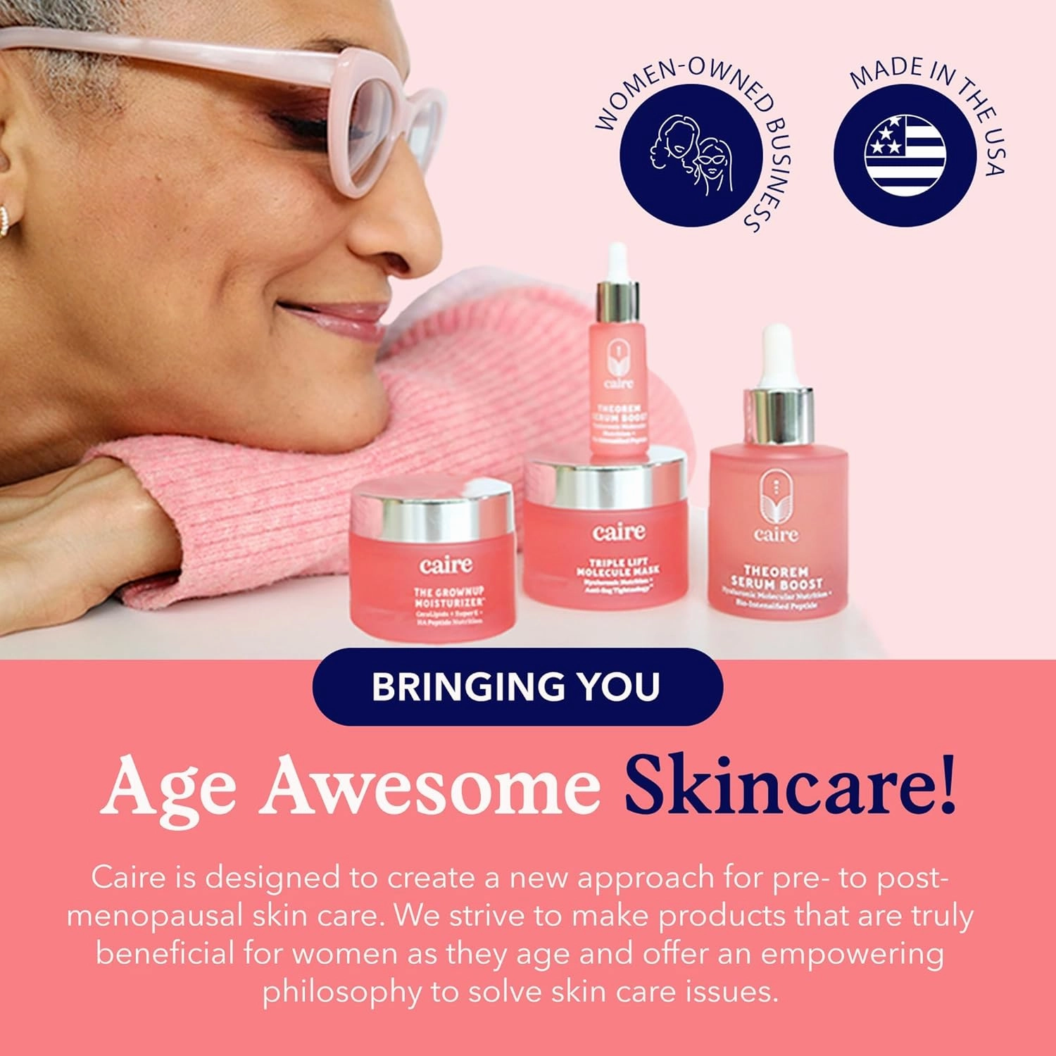 Caire ‘Own Your Age’ Hyaluronic Acid Peptide Deep Infusing Serum for Face, Eyes   Neck | Wrinkle Fighting, Collagen Generation for Women Over 40 | 30ml