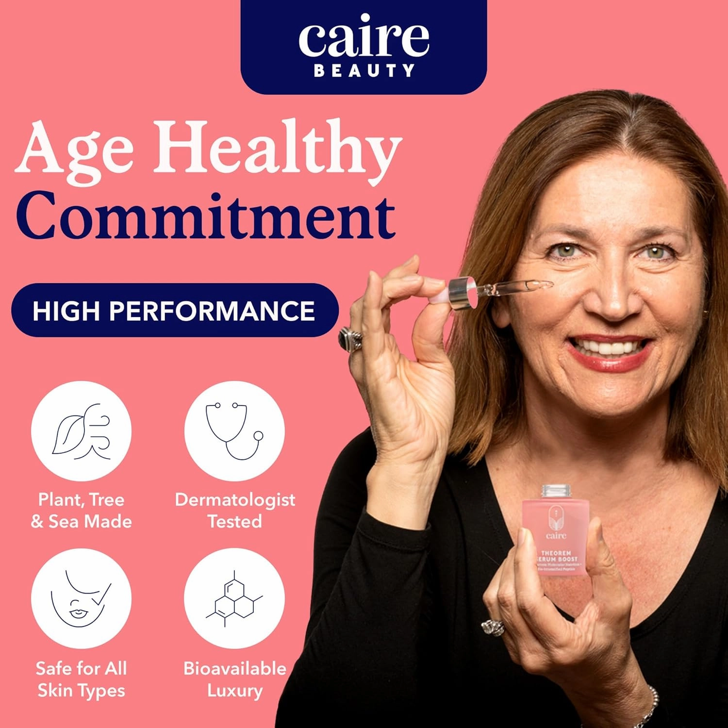 Caire ‘Own Your Age’ Hyaluronic Acid Peptide Deep Infusing Serum for Face, Eyes   Neck | Wrinkle Fighting, Collagen Generation for Women Over 40 | 30ml