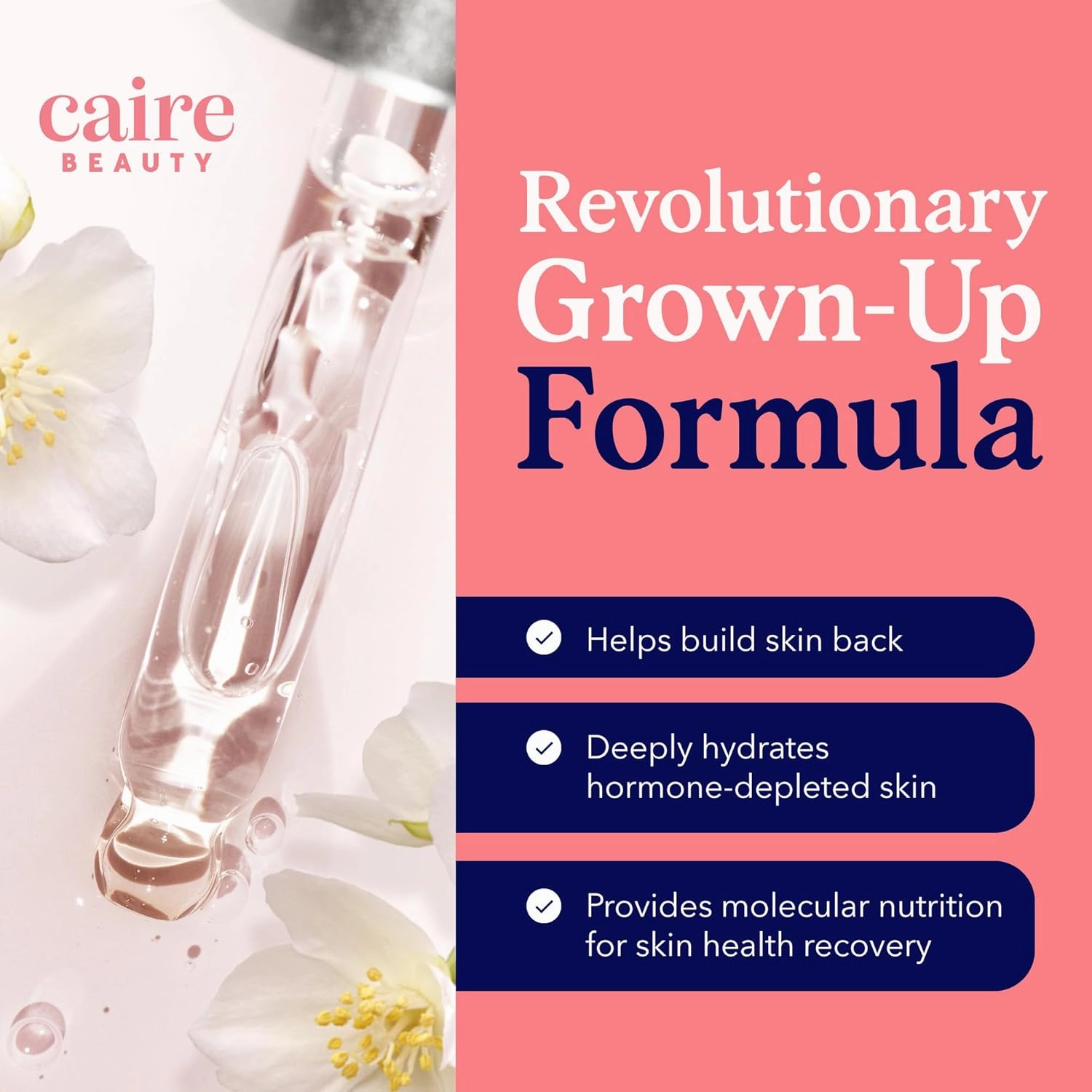 Caire ‘Own Your Age’ Hyaluronic Acid Peptide Deep Infusing Serum for Face, Eyes   Neck | Wrinkle Fighting, Collagen Generation for Women Over 40 | 30ml