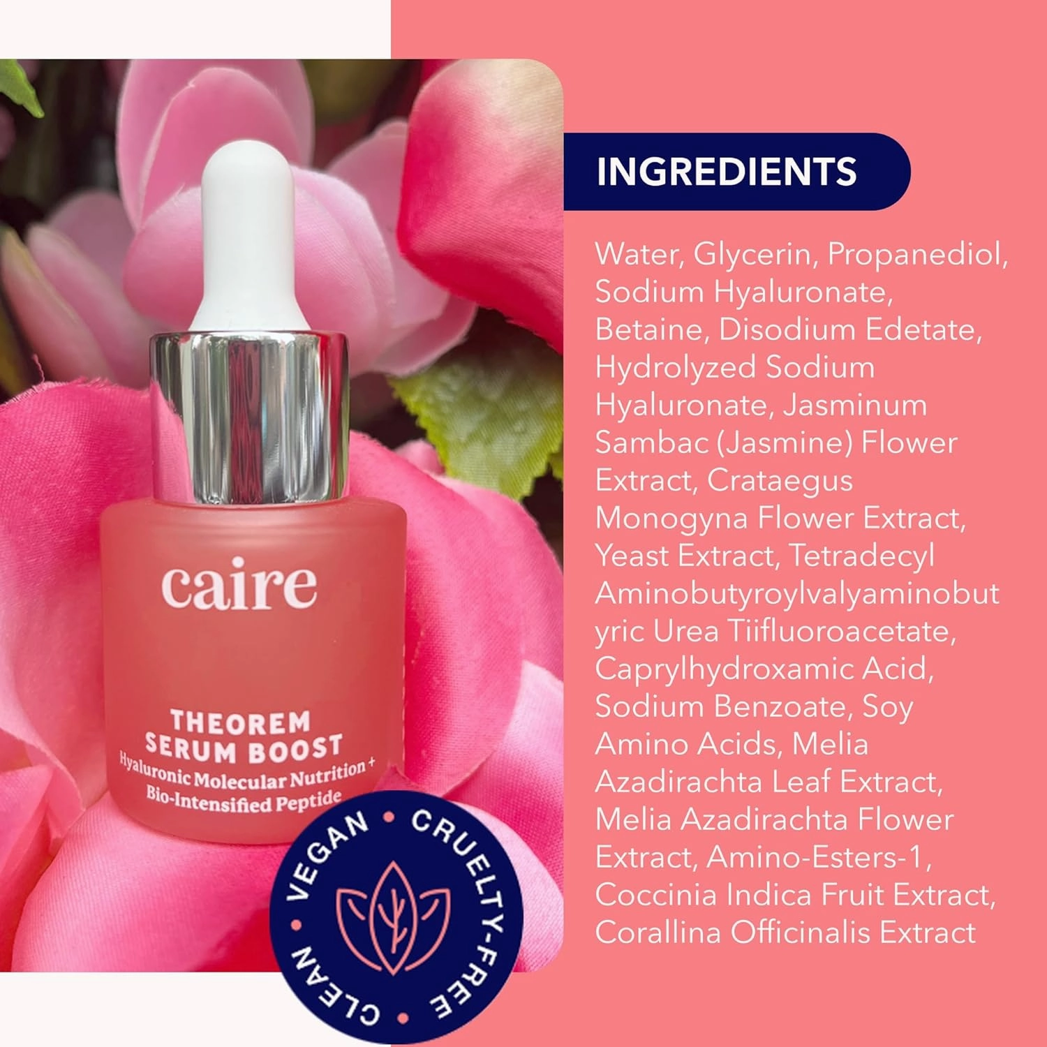 Caire ‘Own Your Age’ Hyaluronic Acid Peptide Deep Infusing Serum for Face, Eyes   Neck | Wrinkle Fighting, Collagen Generation for Women Over 40 | 30ml