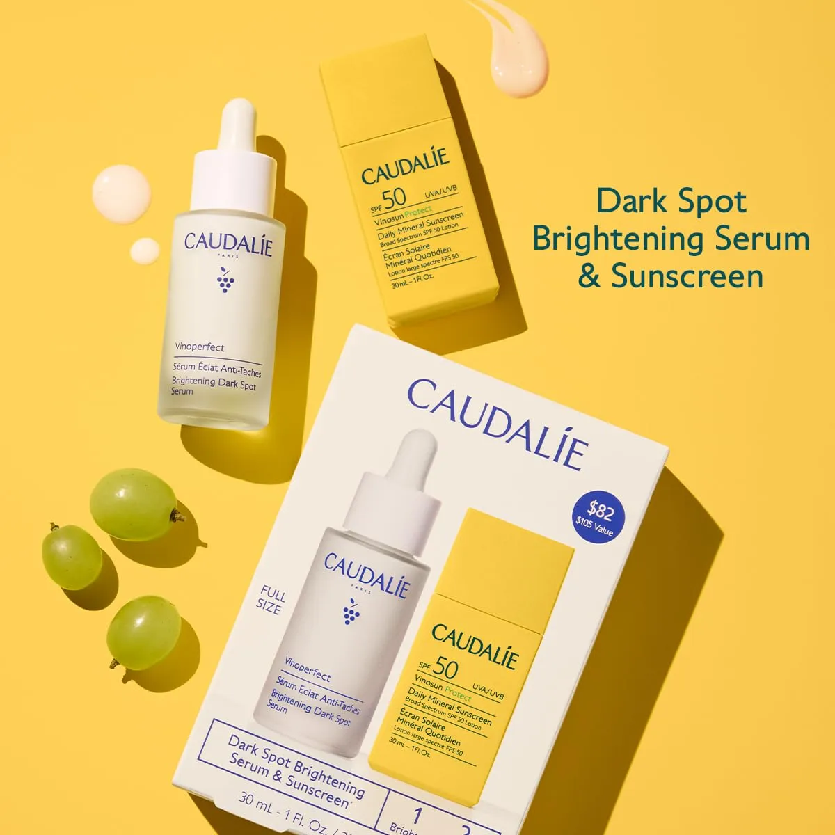 Caudalie Vinoperfect Brightening Dark Spot Serum Vitamin C Alternative - 62x More Effective than Vitamin C with Viniferine for a Visibly Brighter Even Complexion