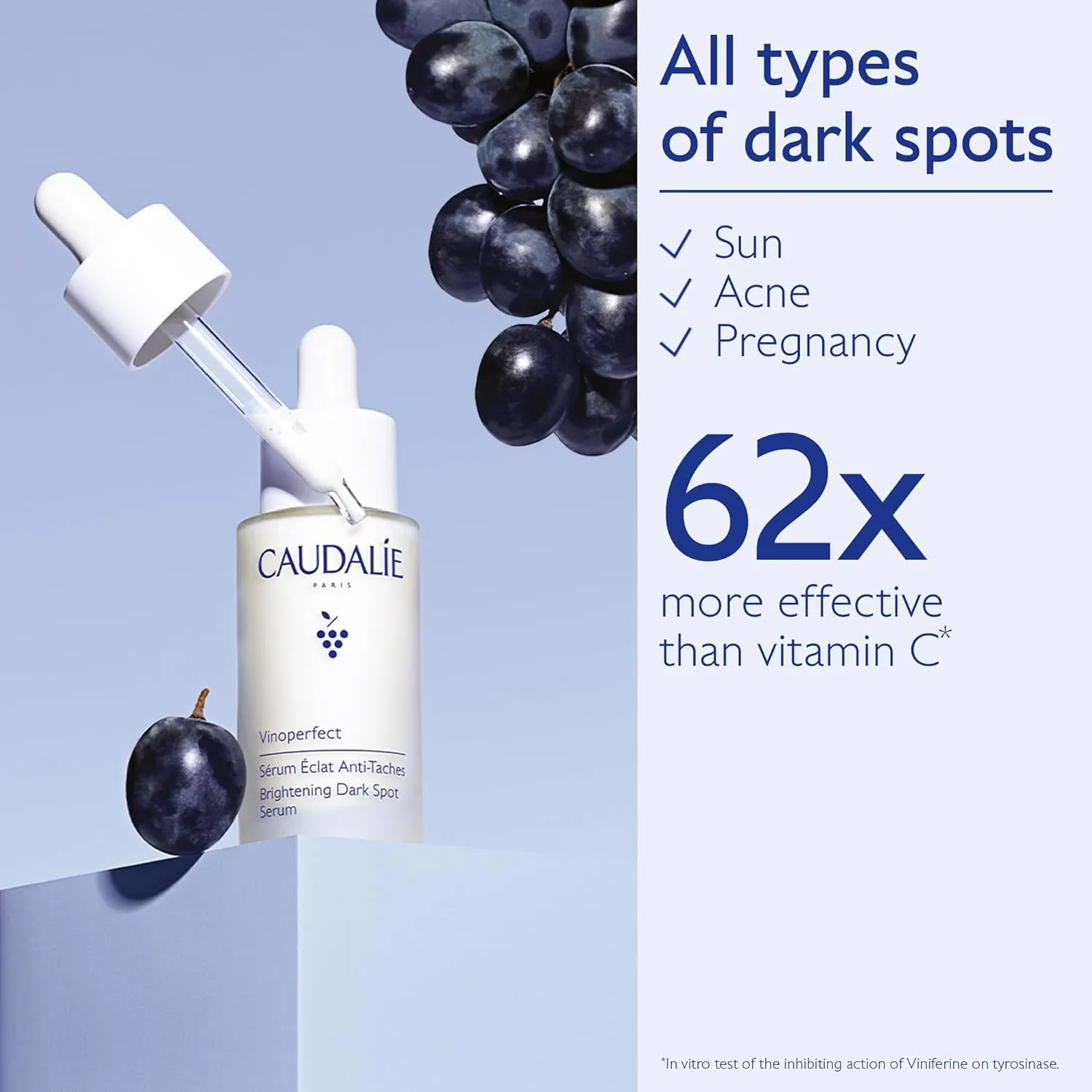 Caudalie Vinoperfect Brightening Dark Spot Serum Vitamin C Alternative - 62x More Effective than Vitamin C with Viniferine for a Visibly Brighter Even Complexion