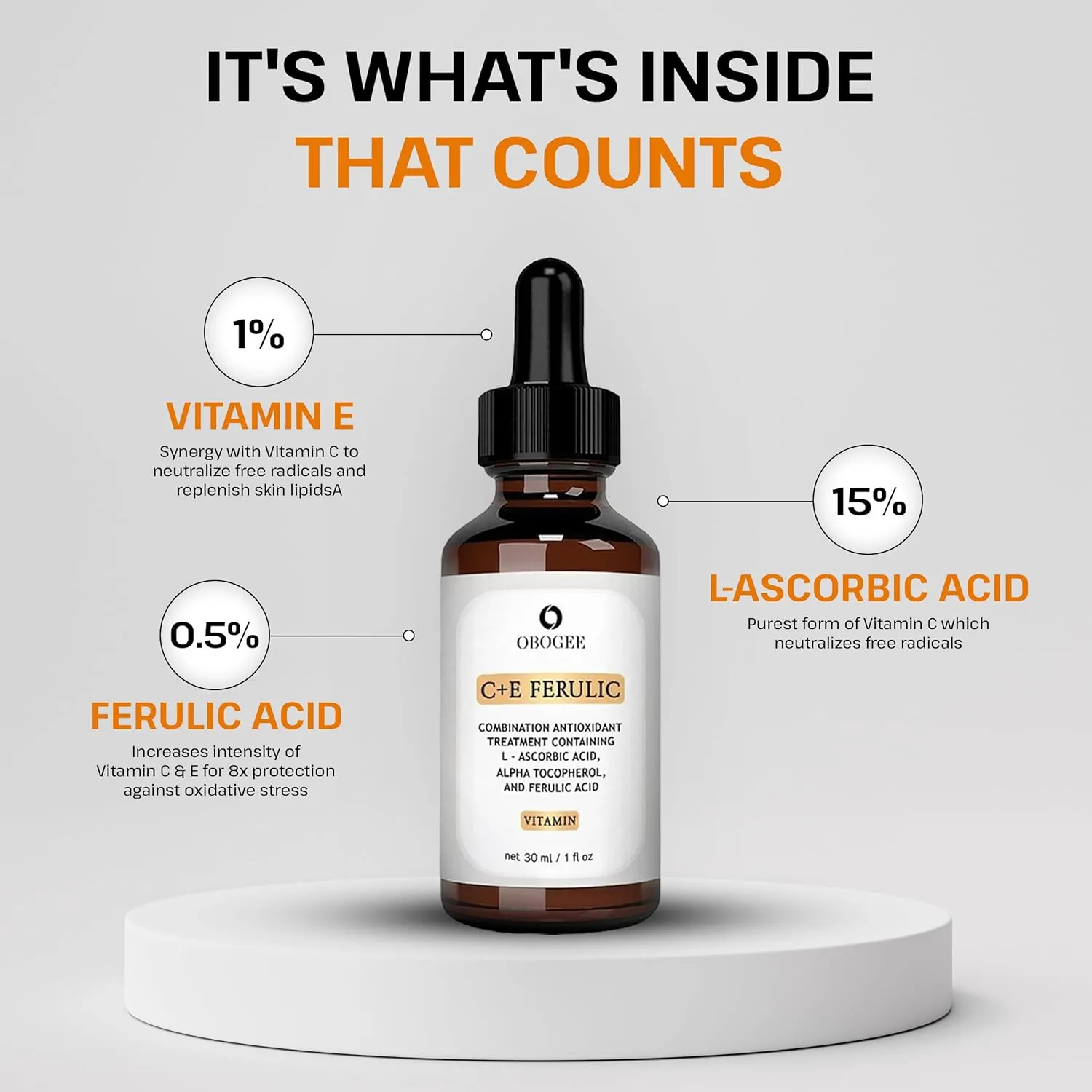 CE Ferulic Serum Skin Care Vitamin C E Ferulic Acid Serum - Vitamin C Serum for Face - Dark Spot Corrector, Anti Aging Face Care 1 Oz