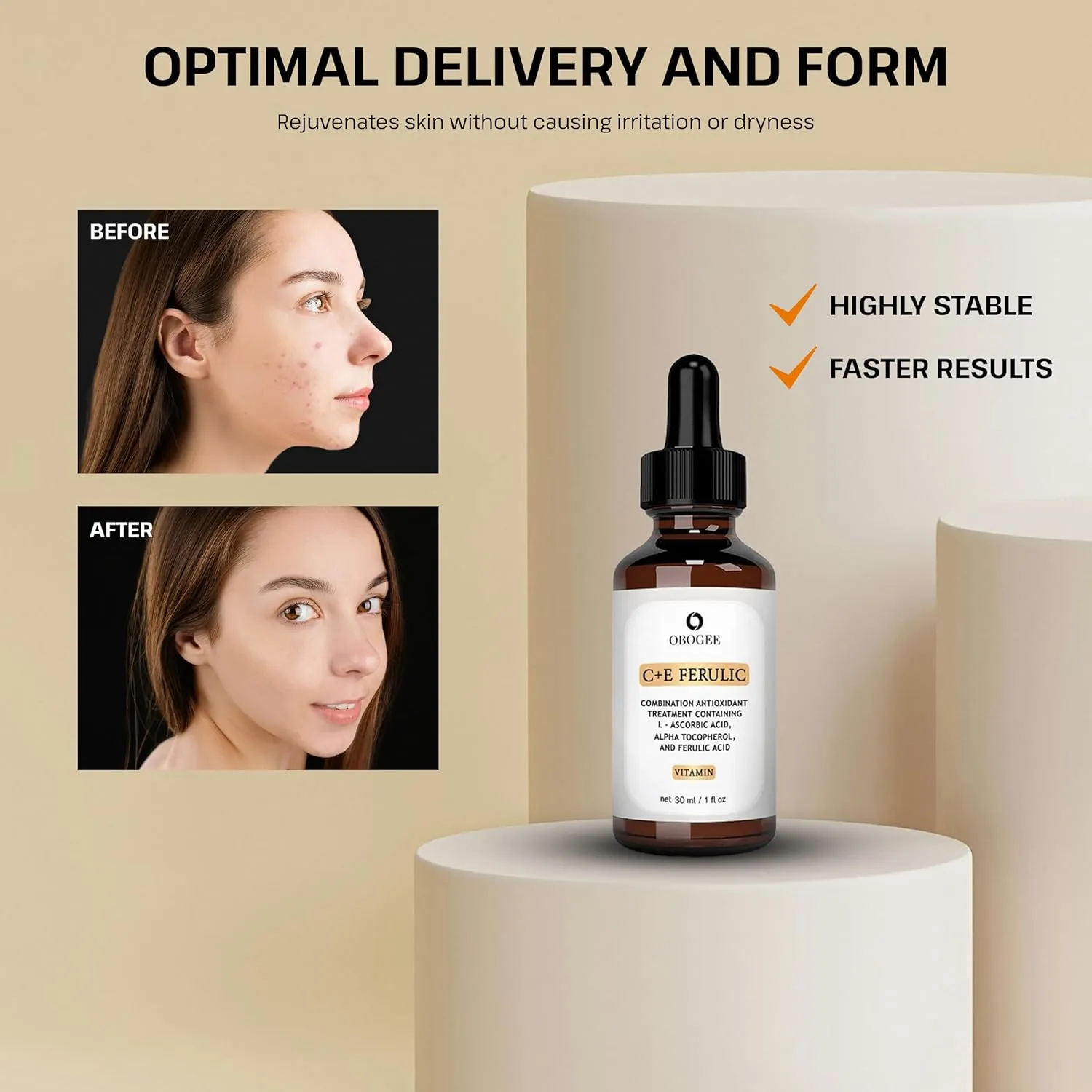 CE Ferulic Serum Skin Care Vitamin C E Ferulic Acid Serum - Vitamin C Serum for Face - Dark Spot Corrector, Anti Aging Face Care 1 Oz