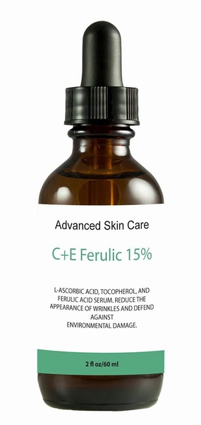 CE ferulic serum(Compare to Skin Ceut.) Large 2-oz bottle with 15% L ascorbic Acid (Vitamin C), 1% Alpha tocopherol vitamin E, and .5% Ferulic Acid