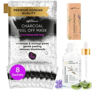 Charcoal Peel Off Mask and Facial Serum - Premium Skincare Bundle - Niacinamide Serum & Korean Charcoal Peel Off Face Mask for Women & Men