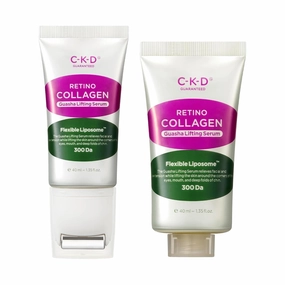 CKD Retinol Collagen Gua Sha Face Serum with Refill – Anti-Aging Lifting Serum Set with Stainless Steel Roller – Firms, Tightens, Hydrates & Reduces Wrinkles – Korean Skin Care Duo, 1.35 fl oz