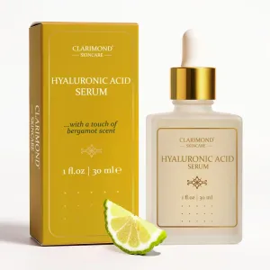 CLARIMOND Hyaluronic Acid Multi-Peptides Serum for Face – 2% Concentration with Niacinamide, Centella Asiatica, Aloe Vera, Chamomile & Bergamot, Deep Hydration - Skin Repair – Calming Effect.
