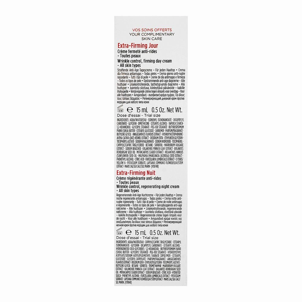 Clarins Paris Age-Defying Set: Face Double Serum 50ml Extra Firming Day& Night Cream 15ml Each Eye Serum 0.9ml, 4-Pack