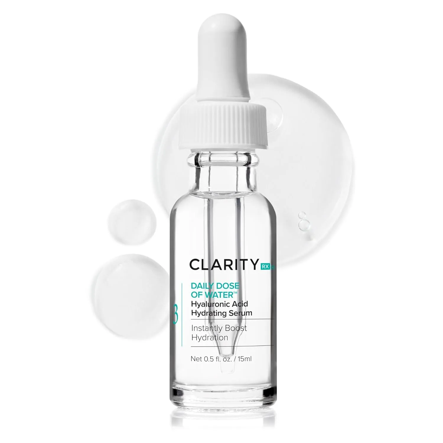 ClarityRx Daily Dose of Water Hyaluronic Acid Serum for Face, Daily Anti Aging Hydrating Serum Treatment for Dry, Dull Skin, Natural & Plant Based