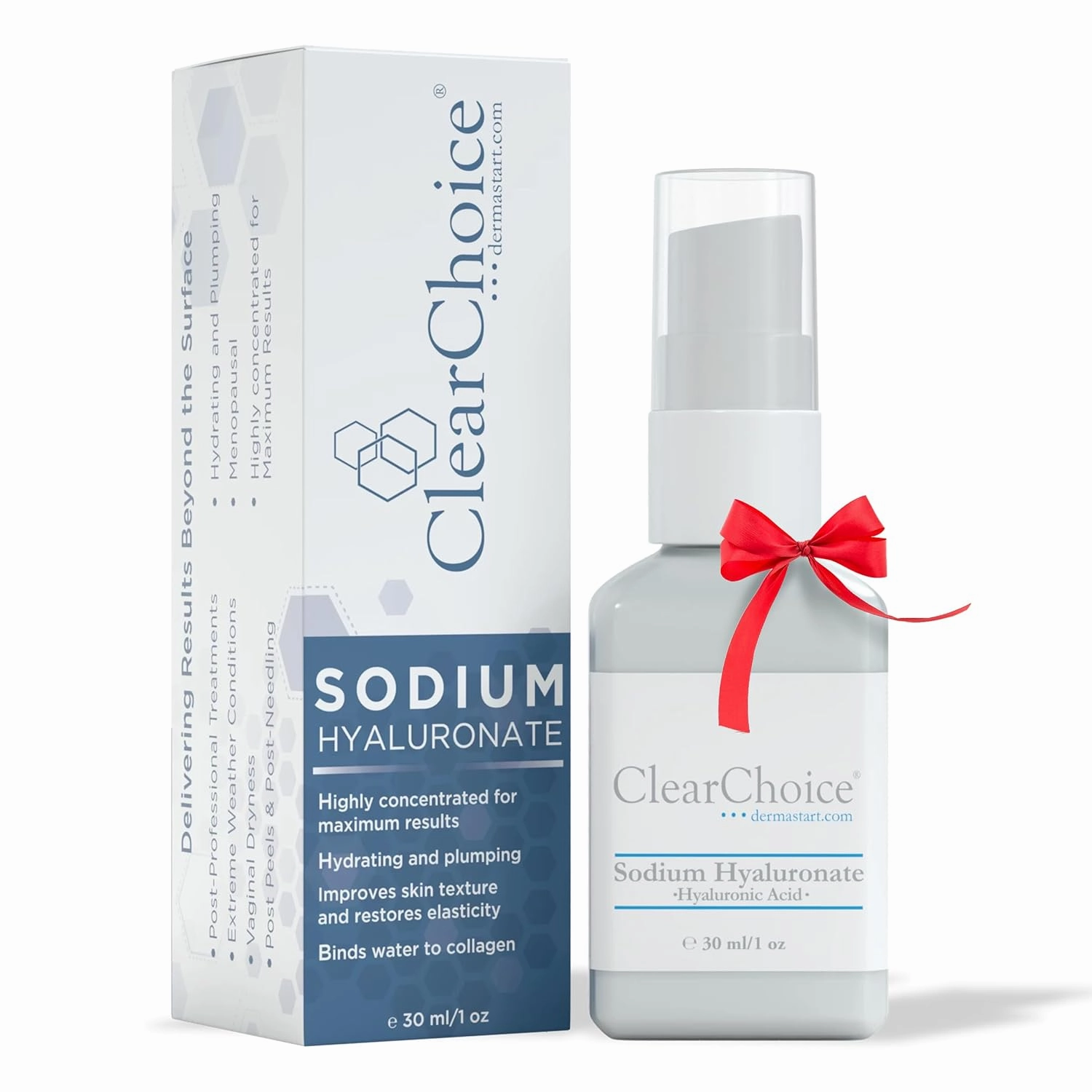 Clear Choice Sodium Hyaluronate Serum | 65% Pure Sodium Hyaluronate & Hyaluronic Acid | Hydrating & Firming Serum for Fine Lines, Wrinkles, & Dry Skin | Lightweight, Non-Comedogenic, Paraben-Free