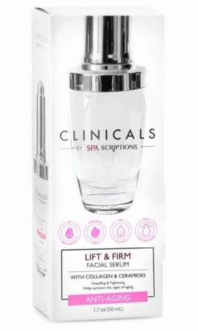 Clinicals Spa Scriptions Facial Serum with Collagen & Ceramides for Depuffing & Tightening - 1.7 Ounce (Lift & Firm) by Global Beauty Care