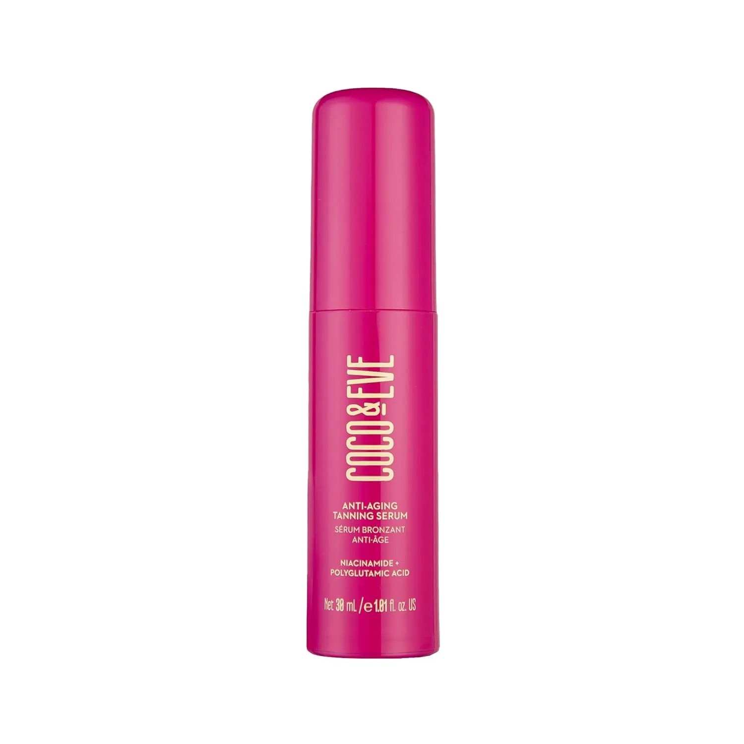 Coco & Eve Anti-Aging Tanning Serum - Face tanner with Skincare Actives for Gradual, Hydrating Glow. Natural Self Tanning Bronzer, with Niacinamide & Antioxidants for Healthy Glowing Skin (1.01 Fl Oz)