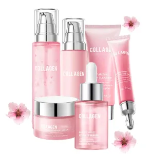 Collagen 𝐁𝐫𝐢𝐠𝐡𝐭𝐞𝐧𝐢𝐧𝐠 Moisture Lotion-Collagen Moisturizing Revitalizing 6 Piece Set, Deep Moisturizing, for All Skin Types