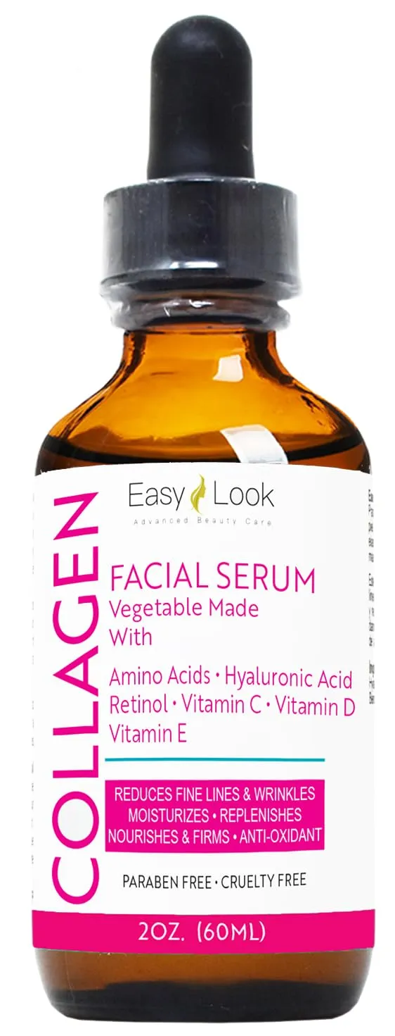 Collagen Serum for Face - Anti-Aging Facial Serum, Tighten Lift Hydrate & Plump All Skin Types, Reduce Fine Line & Wrinkles 2oz