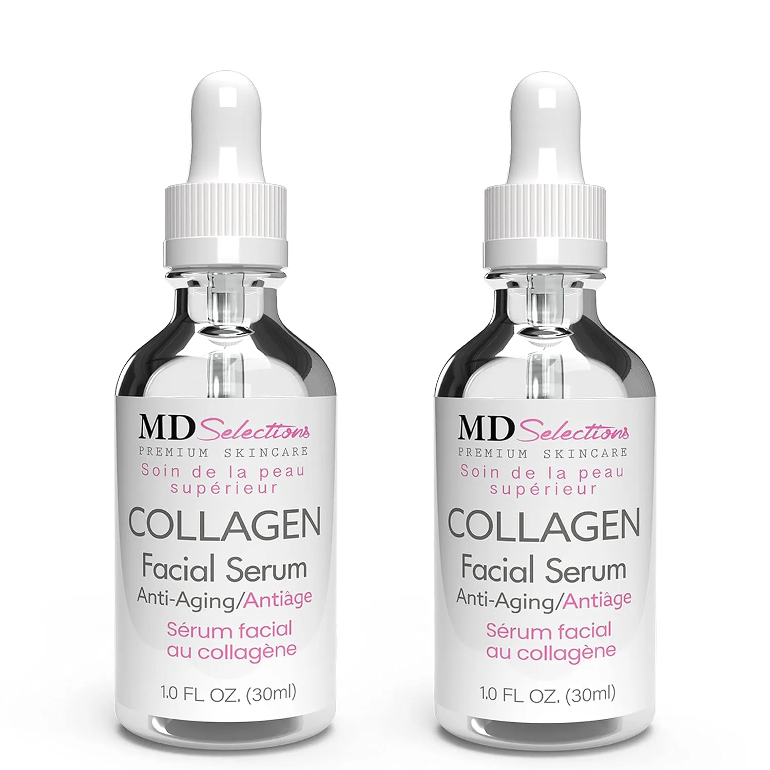 Collagen Serum with Facial Moisturizer - Peptide Collagen Serum for Face, Lifting, Plumping, & Firming Collagen Facial Serum Improves Elasticity, Reducing Acne (1 1 Fl Oz, 2-Pack)