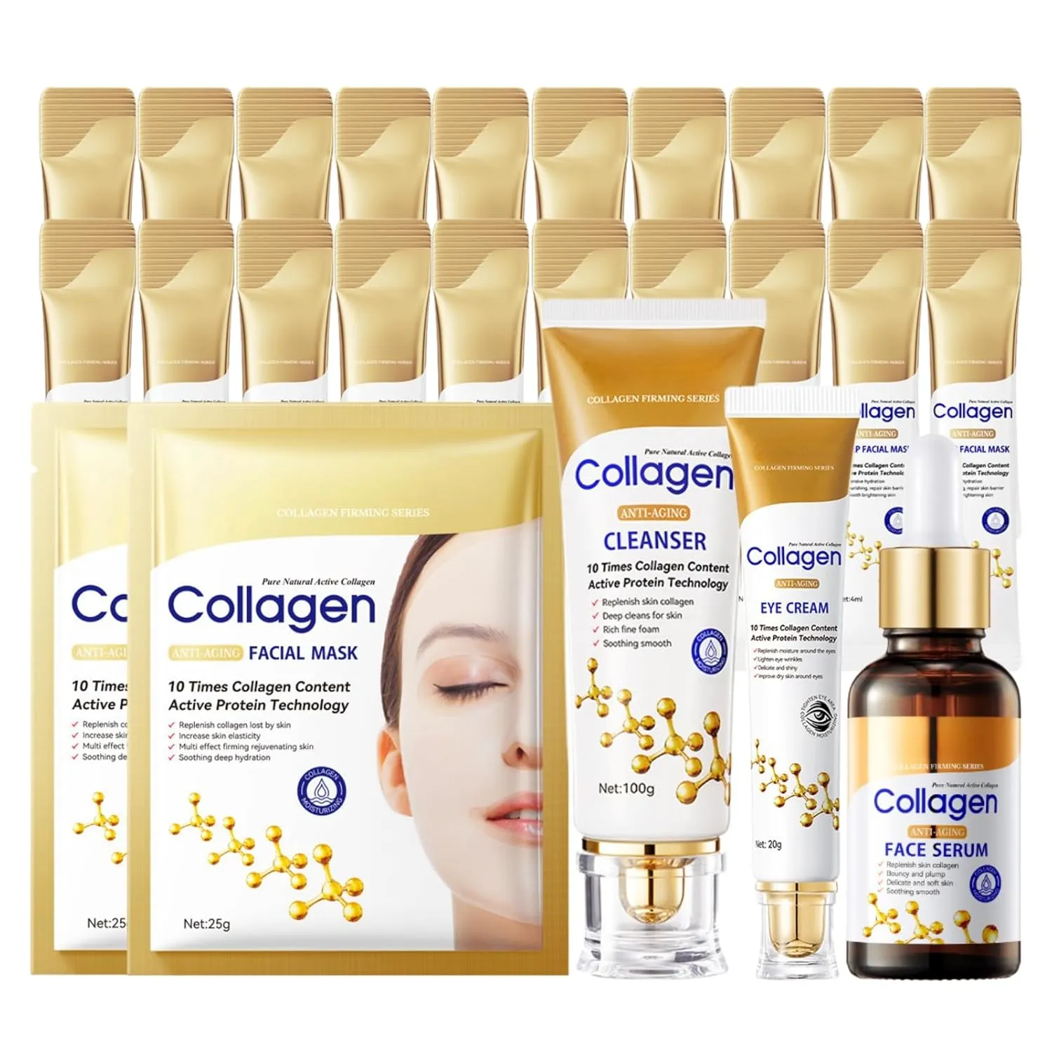 Collagen Skincare Set Mother's Day Gifts for Mom - Anti-Aging Skin Care Set - Face Care Set for Women Hydrating Nourishing - Facial Kit with Cleanser,Serum,Eye Cream,Facial Mask, Firming Smoothing
