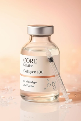 Collagen 100 Ampoule – Skin Elasticity & Anti-Aging Serum for Fine Lines and Wrinkles – 30mL   Needleless Syringe