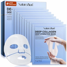 Collagen Face Mask,Collagen Real Deep Mask,Collagen Mask,Deep Hydrating Anti Wrinkle Lifting Mask,Hydrogel Masks for All Skin Types 34g*8ea