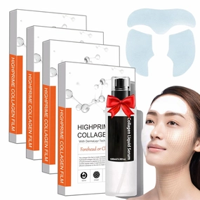 Collagen Face Mask Kit (Mask Spray) - Pure Dissolving Collagen Films, Nano Soluble Collagen Film With Advanced Snail Mucin Serum Spray 3.38 fl. oz Power Repairing Essence (4Box 1Bottle)