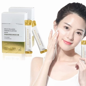 Collagen Firming Sleeping Mask, 35°C V-CHIC Face-Mask, Golden Collagen Jelly Facial Sleep Mask Brighten The Skin Reduce Fine Lines Moisturize Nourish Live-In Face Sleeping Mask (40Pcs)