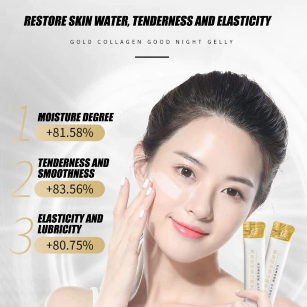 Collagen Firming Sleeping Mask, 35°C V-CHIC Face-Mask, Golden Collagen Jelly Facial Sleep Mask Brighten The Skin Reduce Fine Lines Moisturize Nourish Live-In Face Sleeping Mask (40Pcs)