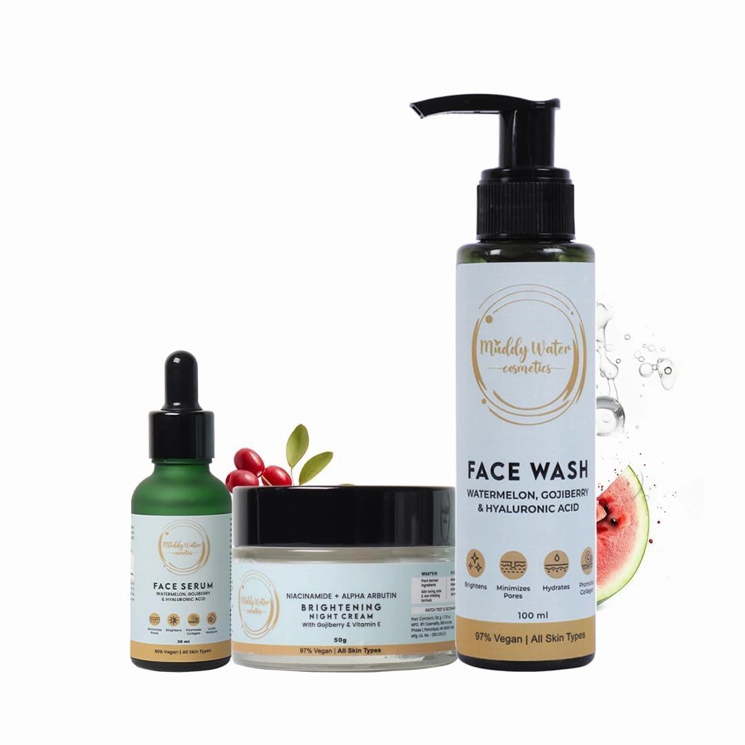 Combo- Project Moonlight | Sulphate Free Face Wash   Firming Serum   Brightening Night Cream | Collagen boosting, oil balancing |Unisex (Pack of 3)