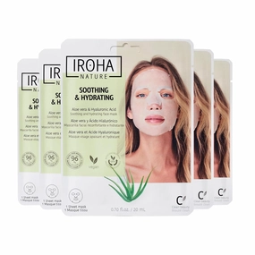 Comforting & Hydrating Tissue Face Mask with Aloe Vera | 5 Pack | Aftersun Effect | 96% Natural Ingredients