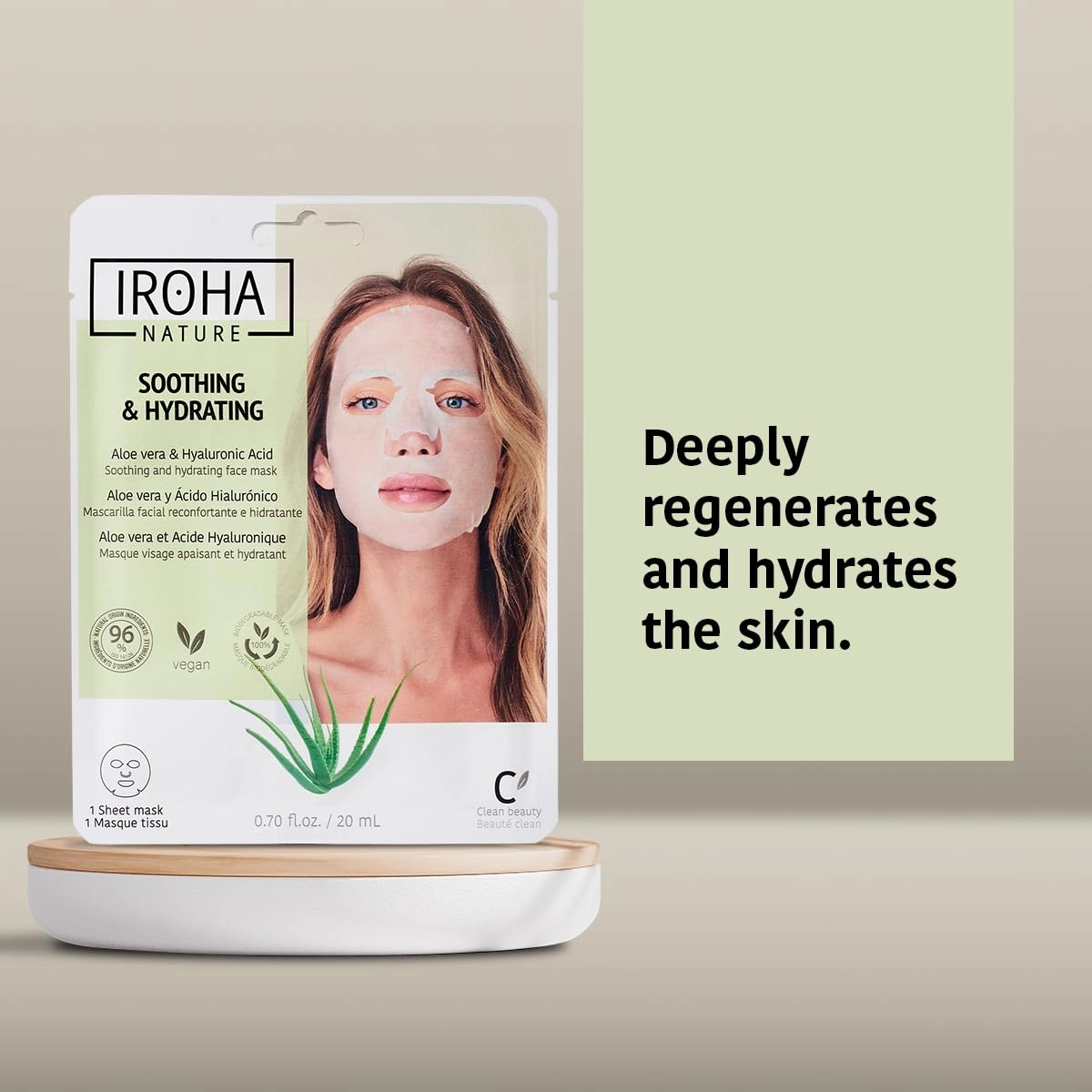 Comforting & Hydrating Tissue Face Mask with Aloe Vera | 5 Pack | Aftersun Effect | 96% Natural Ingredients