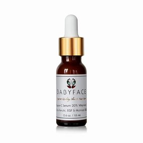 Compare Ingredients! BABYFACE Super-C Micro-encapsulated 20% Vitamin C Serum   Ferulic Acid   Vit E   EGF   Matrixyl 3000   Peptides   Amino Acids & Resveratrol. 0.6 oz.