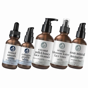 Complete Skincare Regimen: Retinol, Peptide Collagen, Cleanser, Toner & Moisturizer