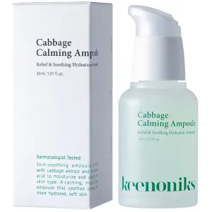Cooling Hyaluronic Acid Ampoule Serum - 85% Cabbage Extract Calming Facial Remedy to Soothe and Moisturize for Sensitive, Dry Skin | Balancing Korean Essence - 1.01 Fl Oz