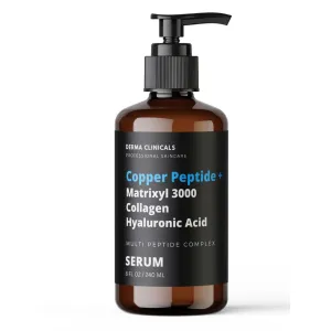 Copper Peptide   Matrixyl 3000, Collagen, Hyaluronic Acid Serum for face, Multi Peptide Firming and Plumping Serum, Anti-Wrinkle, Anti-Aging Face Serum - 8oz