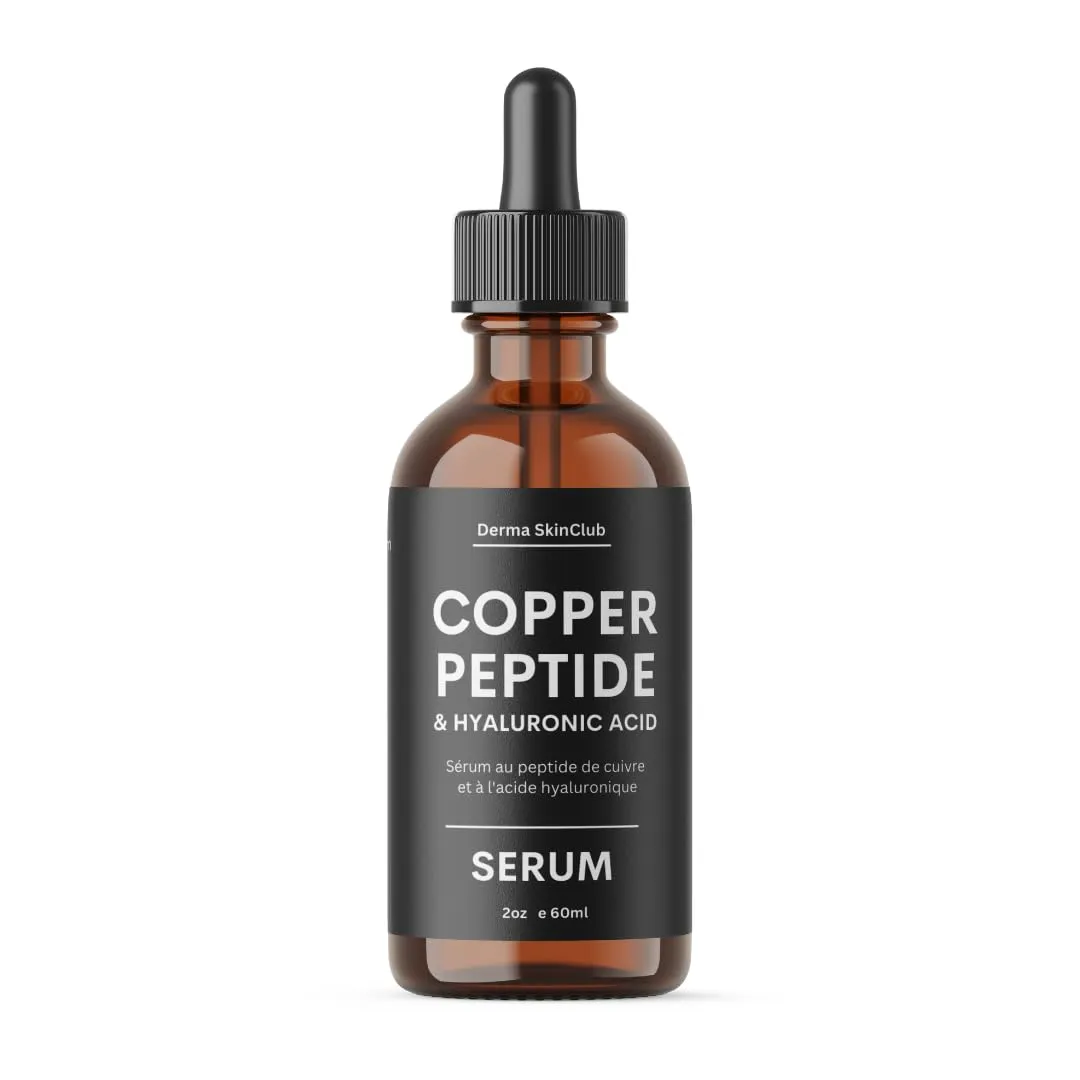 Copper Peptide Serum with Hyaluronic Acid, Hydrating Peptide serum for face, Wrinkles, Fine Lines, Anti Aging Facial Serum - 2oz
