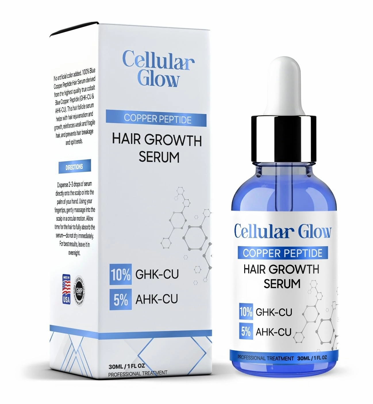 Copper Peptide Hair Serum – 10% GHK-Cu   5% AHK-Cu Peptides for Hair Growth & Scalp Health – Advanced Regrowth Treatment for Thicker, Fuller Hair
