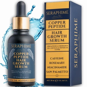 Copper Peptide Serum for Hair Growth - Caffeine, Niacinamide, Rosemary Oil, Saw Palmetto Hair Density Serum, Topical Tripeptide Scalp Care for Hair Thinning, Women & Men 1 fl oz