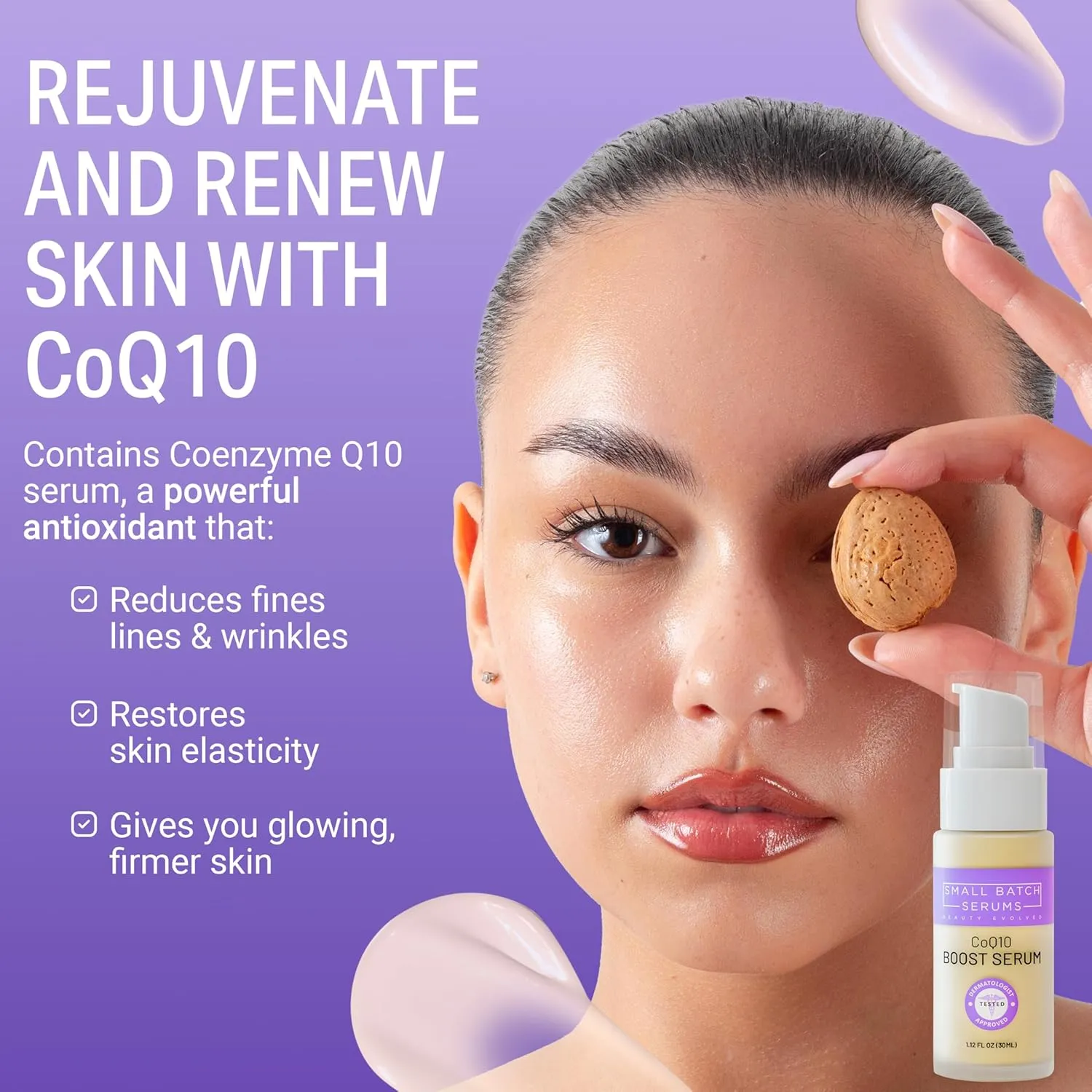 CoQ10 Pure Boost Glowing Face Serum - Coenzyme Q10 Serum with Hyaluronic Acid & Vitamin E for Enhanced Anti Aging Skin Care - Hydrating Hyaluronic Acid Facial Serum - Made in USA