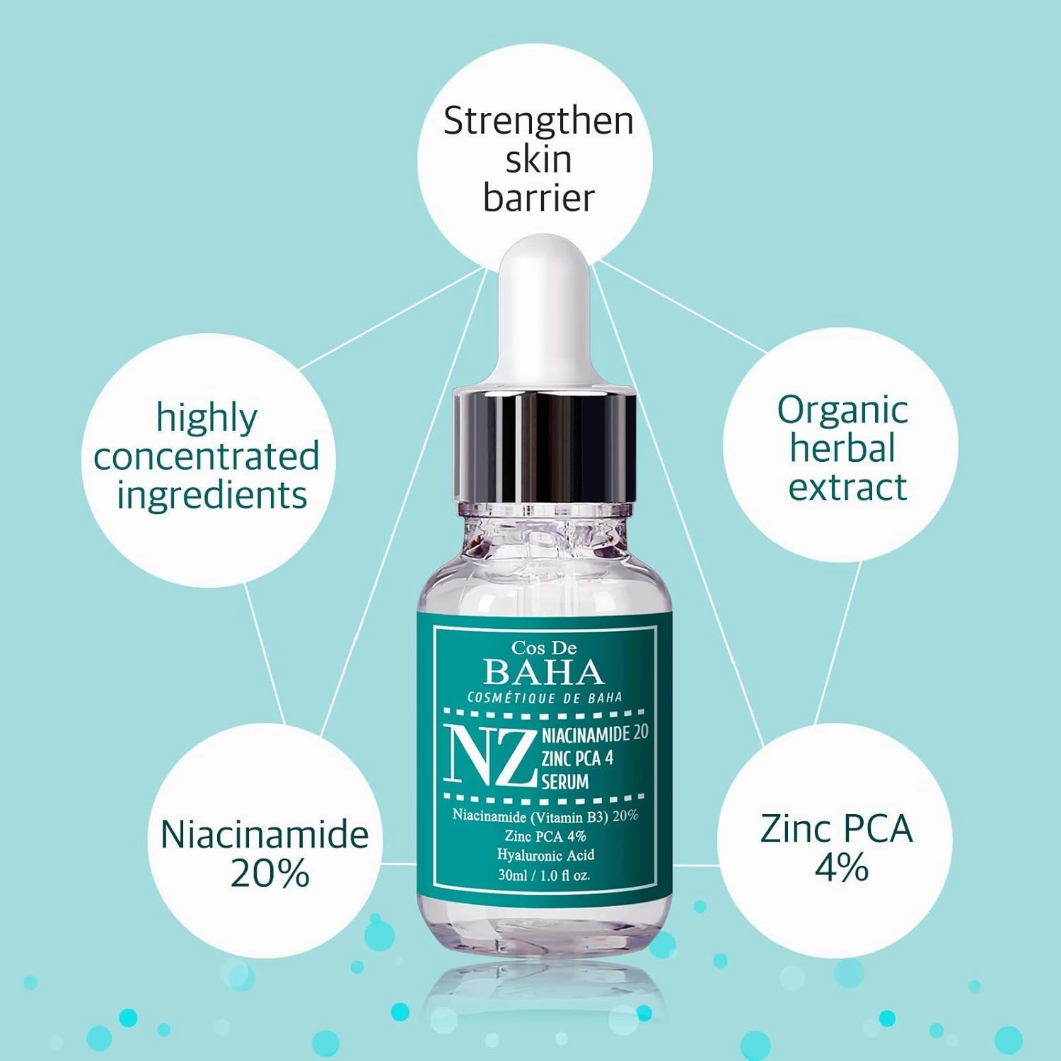 Cos De BAHA, NZ Niacinamide 20 Zinc PCA 4 - 30ml (1 Fl Oz)