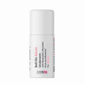 Cos.IQ Brightening Underarm Roll-On Serum | Bioecolea, Mandelic Acid & Bio White | Odor Control & Skin Brightening | Gentle Exfoliation | Fresh Floral Fragrance | Sensitive Skin | 40ml