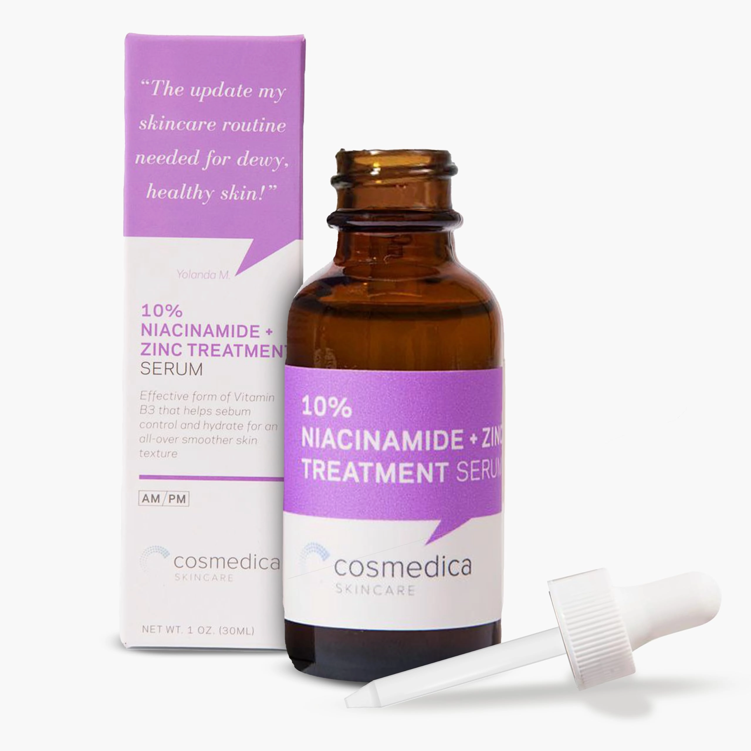 Cosmedica Skincare Niacinamide   Zinc Treatment Serum with Hyaluronic Acid, 1 oz