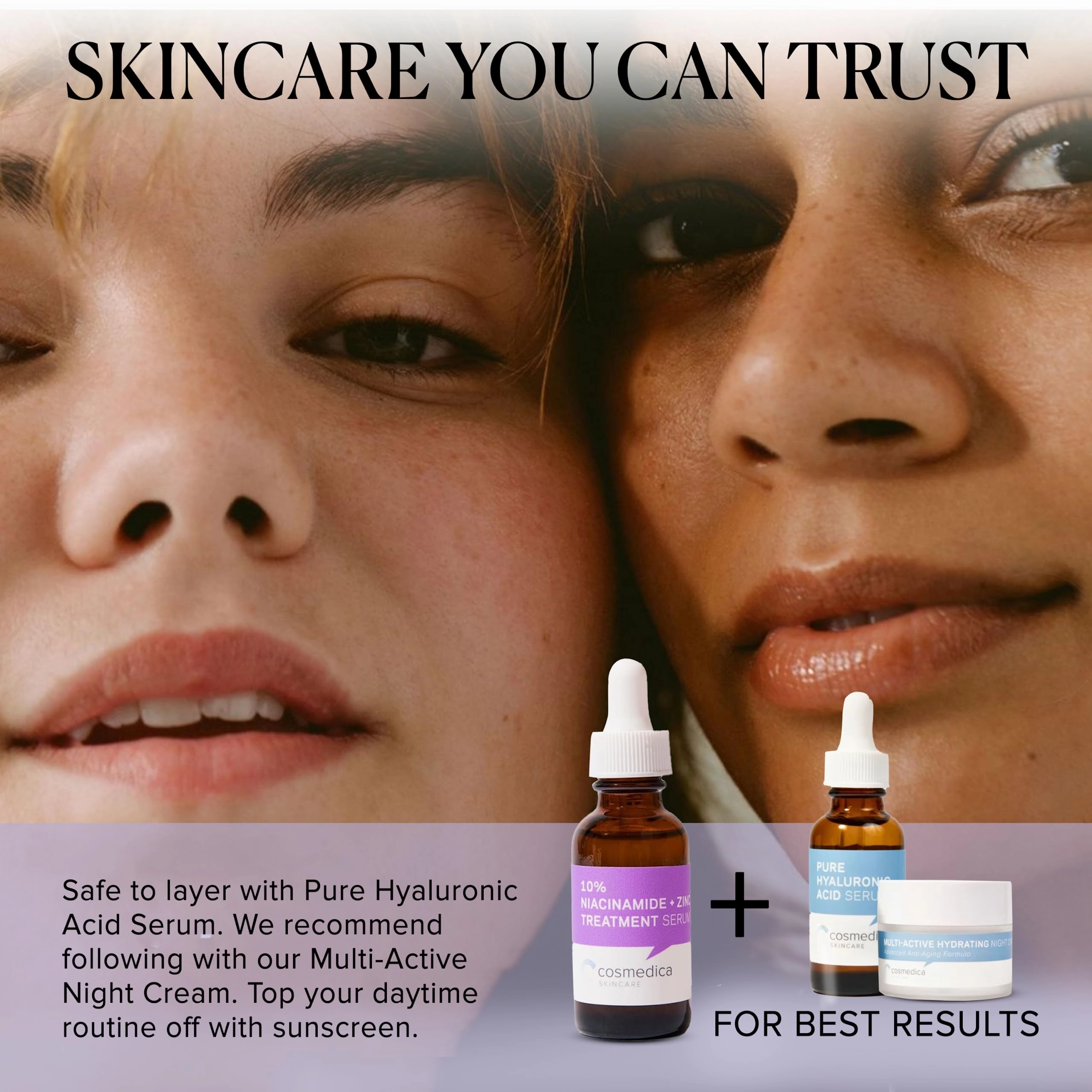 Cosmedica Skincare Niacinamide   Zinc Treatment Serum with Hyaluronic Acid, 1 oz