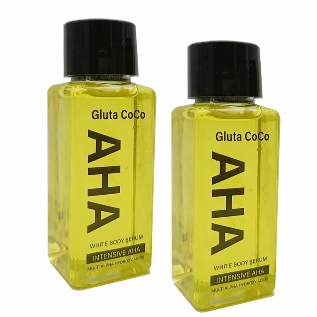 Cosmetics AHA Gluta Coco Whitening Booster Serum, Brightening, Hydrating, Anti-Aging Face Serum with Coconut Extract, Glutathione, and AHA for Blemish Correction and Even Skin Tone