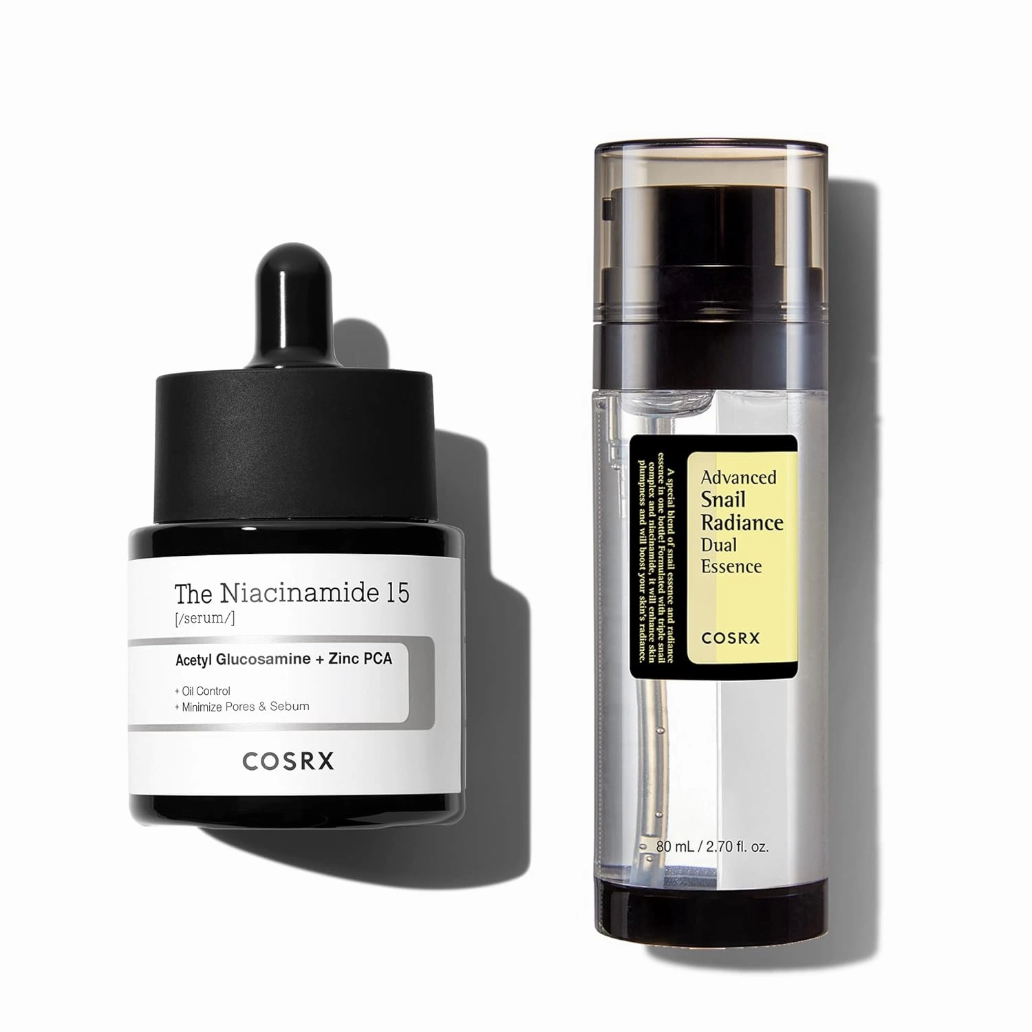 COSRX Niacinamide Duo- Snail Mucin Dual Essence   Niacinamide 15% Serum