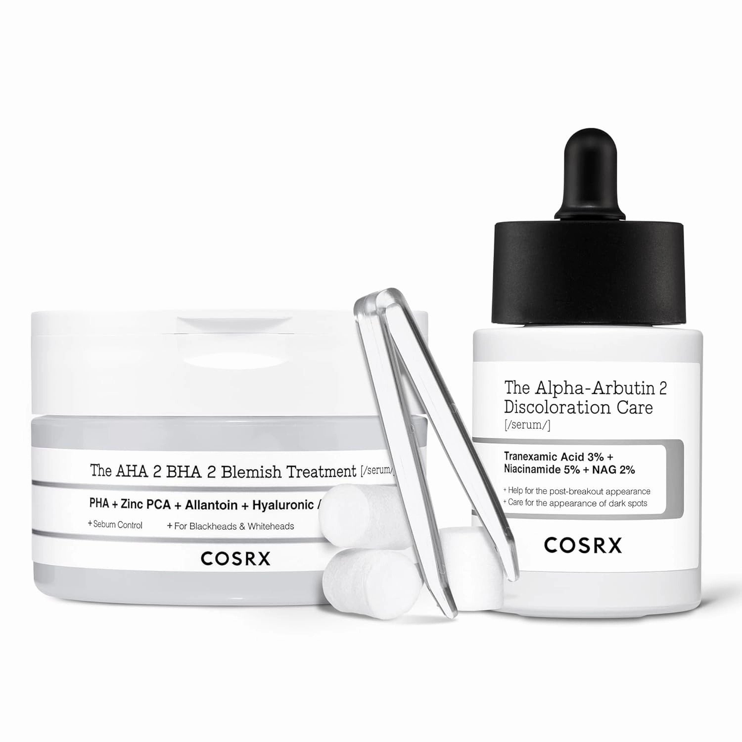 COSRX No Spot Left Behind Set - AHA 2% BHA 2% Blemish Treatment Serum   2% Alpha Arbutin Discoloration Care Face Serum