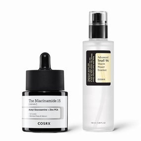 COSRX Skin Repair Set - Niacinamide 15% Serum   Snail Mucin 96% Essence, Hydrating and Pore Minimizer Serum for Glowy Skin