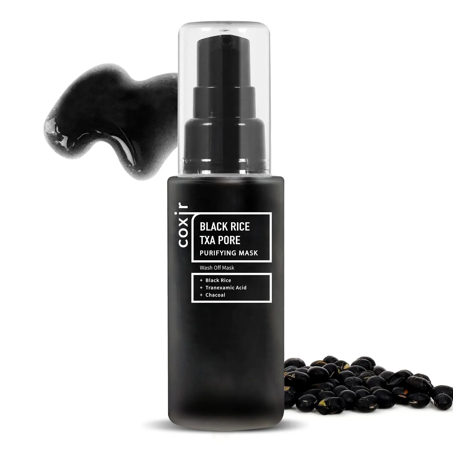 coxir BLACK RICE TXA PORE PURIFYING MASK l Tranexamic Acid, 3-in-1 Detox Serum Mask l Pore, Cleansing, Toning l Hydrating Wash Off Mask for Blackhead, Korean Skin Care[50ml/1.69 fl.oz]