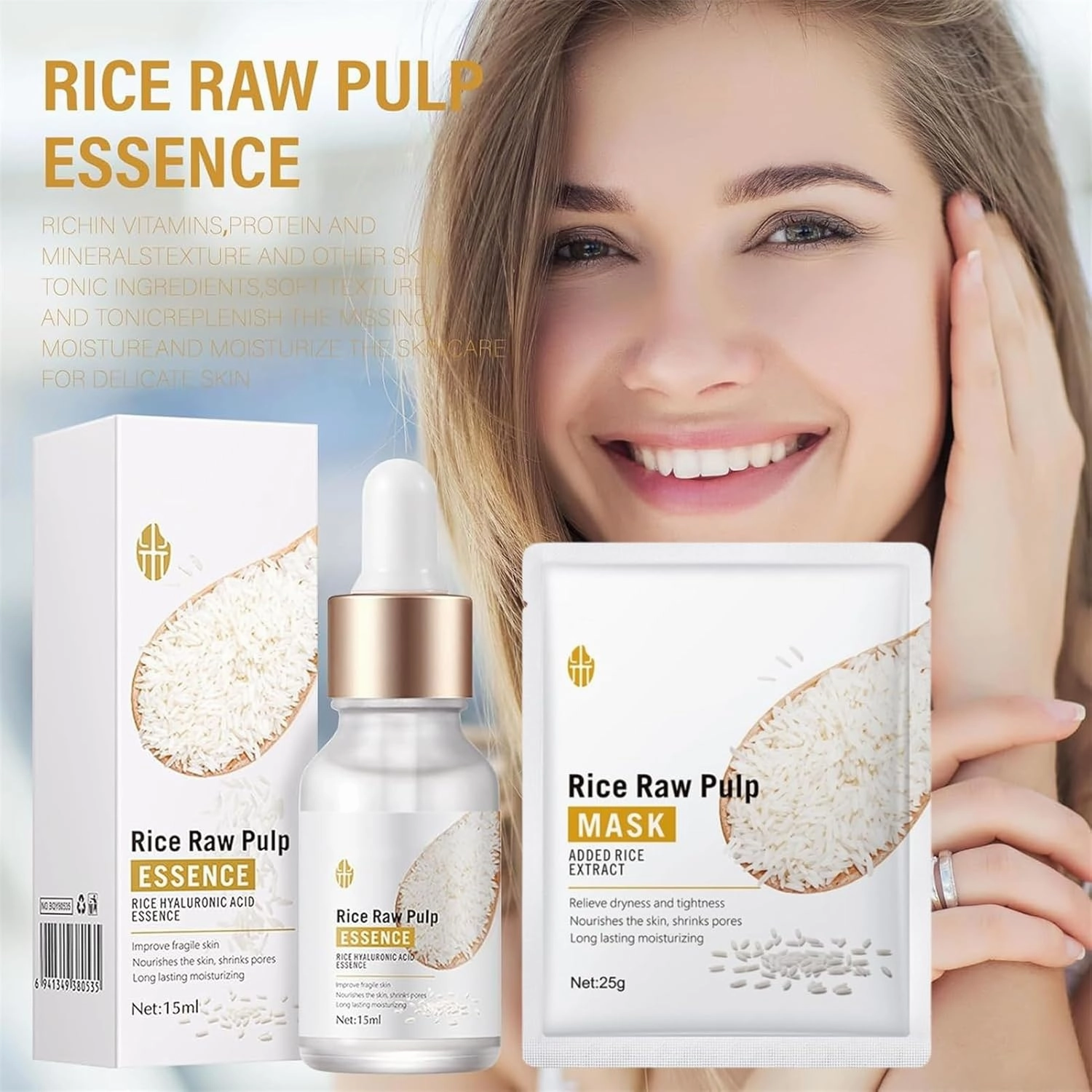 Crema De Arroz Para La Piel De Cara Y Cerrar Los Poros Quitar Manchas, Crema De Arroz Para Blanquear La Piel   Mascarilla Facial De Puré De Arroz, De Cara Y Cerrar Los Poros Quitar Manchas (5 Set)