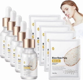 Crema De Arroz Para La Piel De Cara Y Cerrar Los Poros Quitar Manchas, Crema De Arroz Para Blanquear La Piel   Mascarilla Facial De Puré De Arroz, De Cara Y Cerrar Los Poros Quitar Manchas (5 Set)
