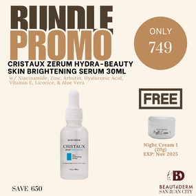 Cristaux Zerum Hydra-Beauty Skin Brightening Serum 30ml Free Night Cream 1 (20g)